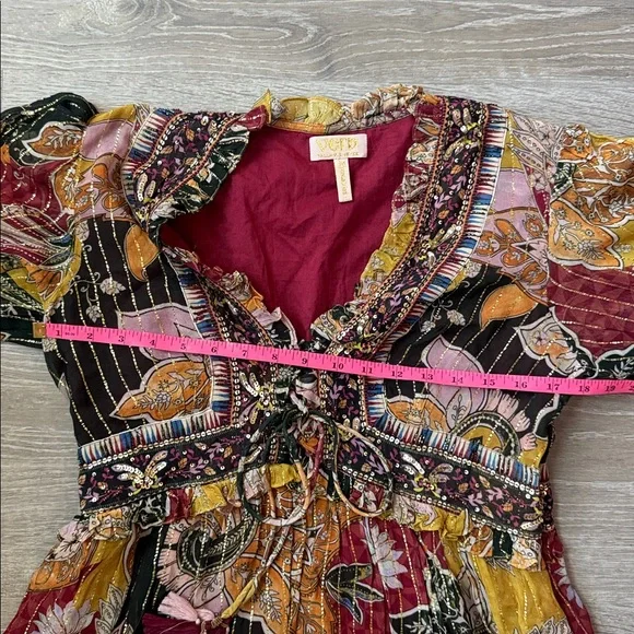 Verb by Pallavi Singhee Anthropologie Beaded Shimmer Mini Dress M - Picture 8 of 10